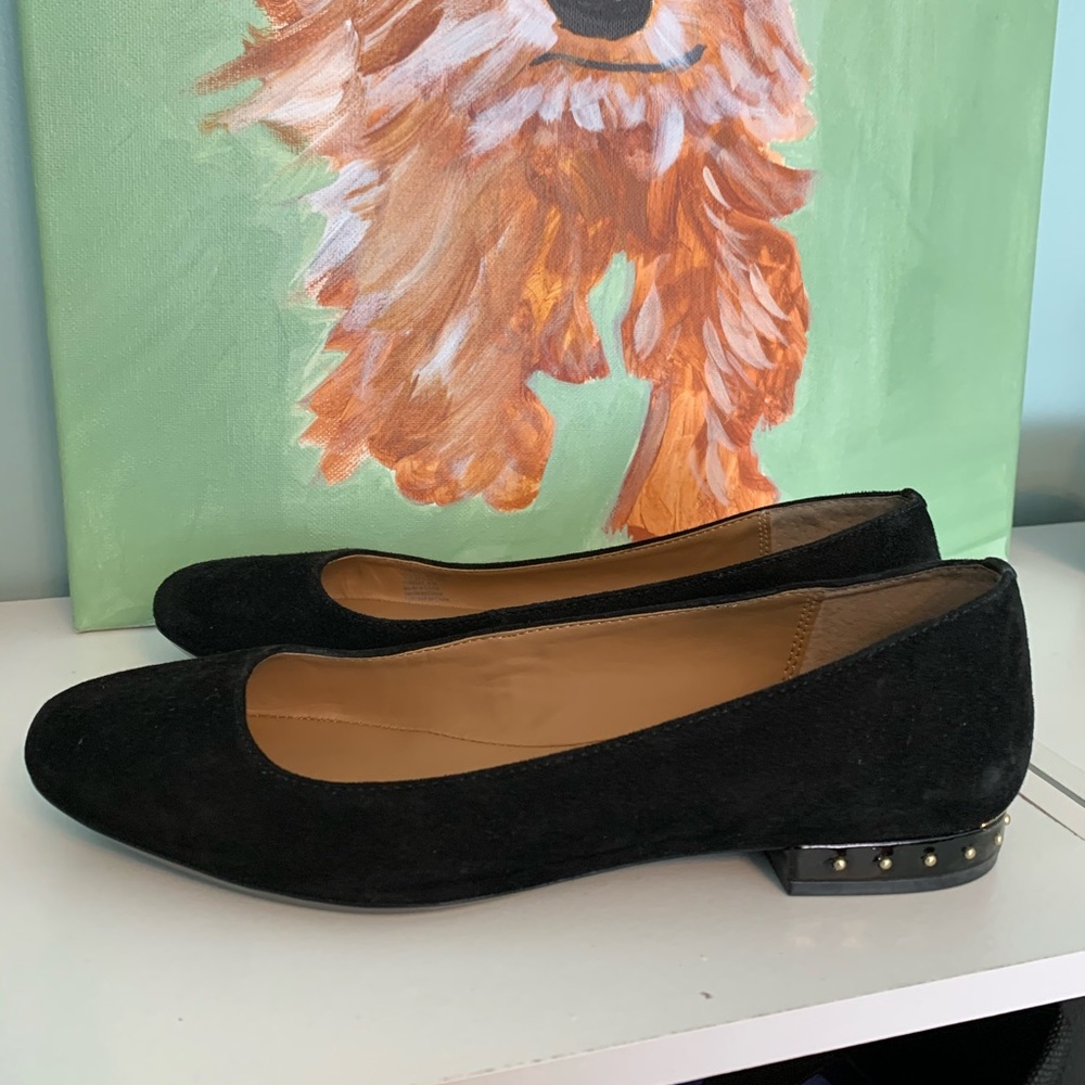 Calvin Klein black suede and gold flats